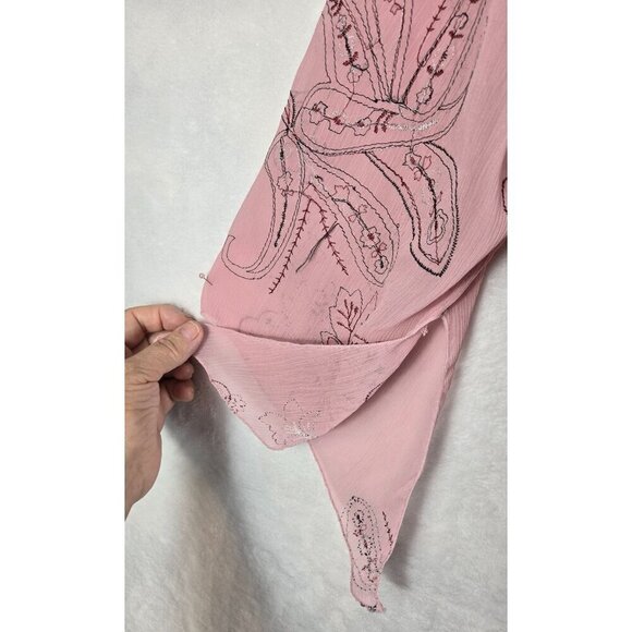 Pink Tunic Blouse Kimono Sleeve 1X Dressbarn Paisley Floral Whimsygoth Fairycore - Picture 5 of 14